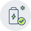 battery icon with a checkmark