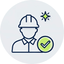 builder icon with a checkmark