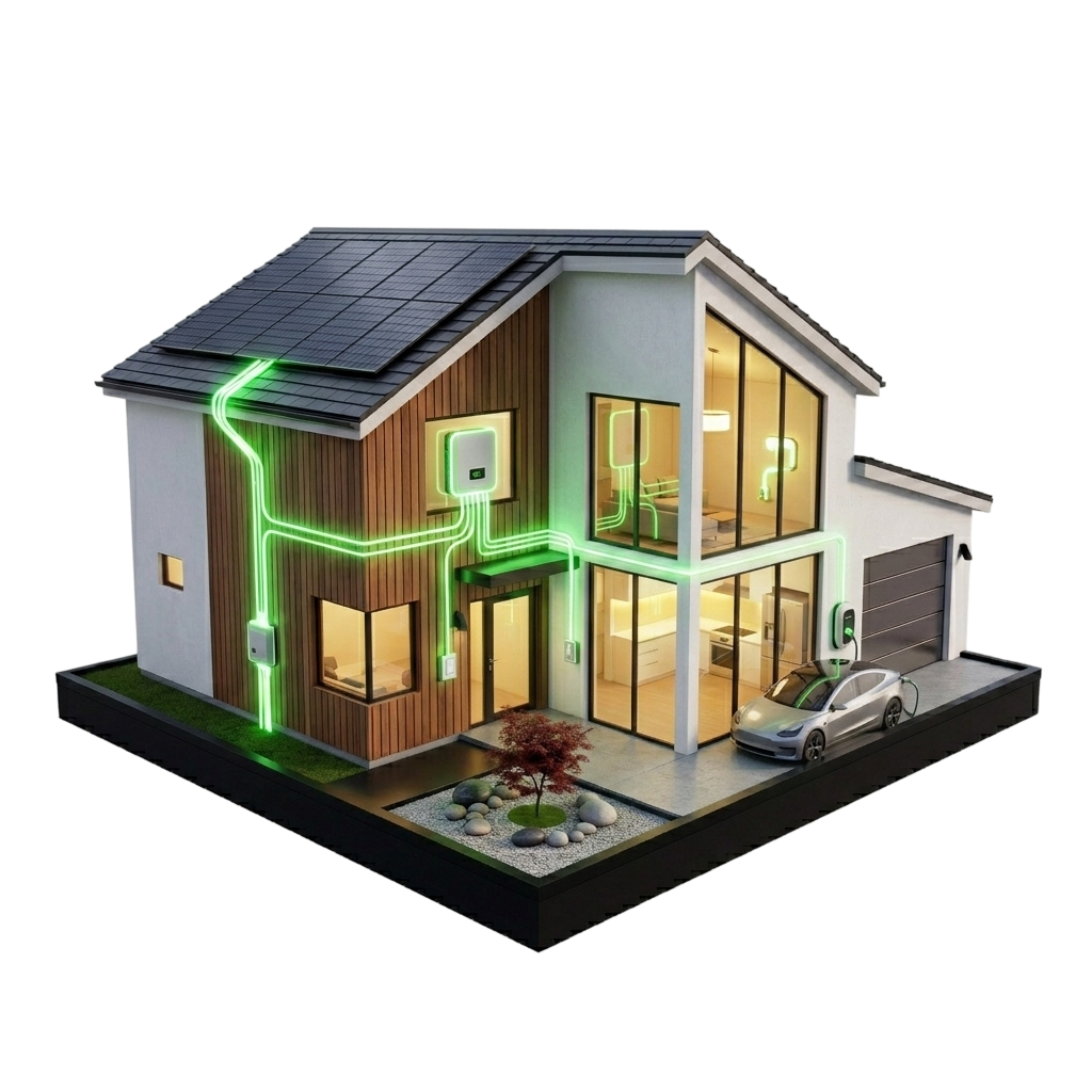 House with solar components fitted