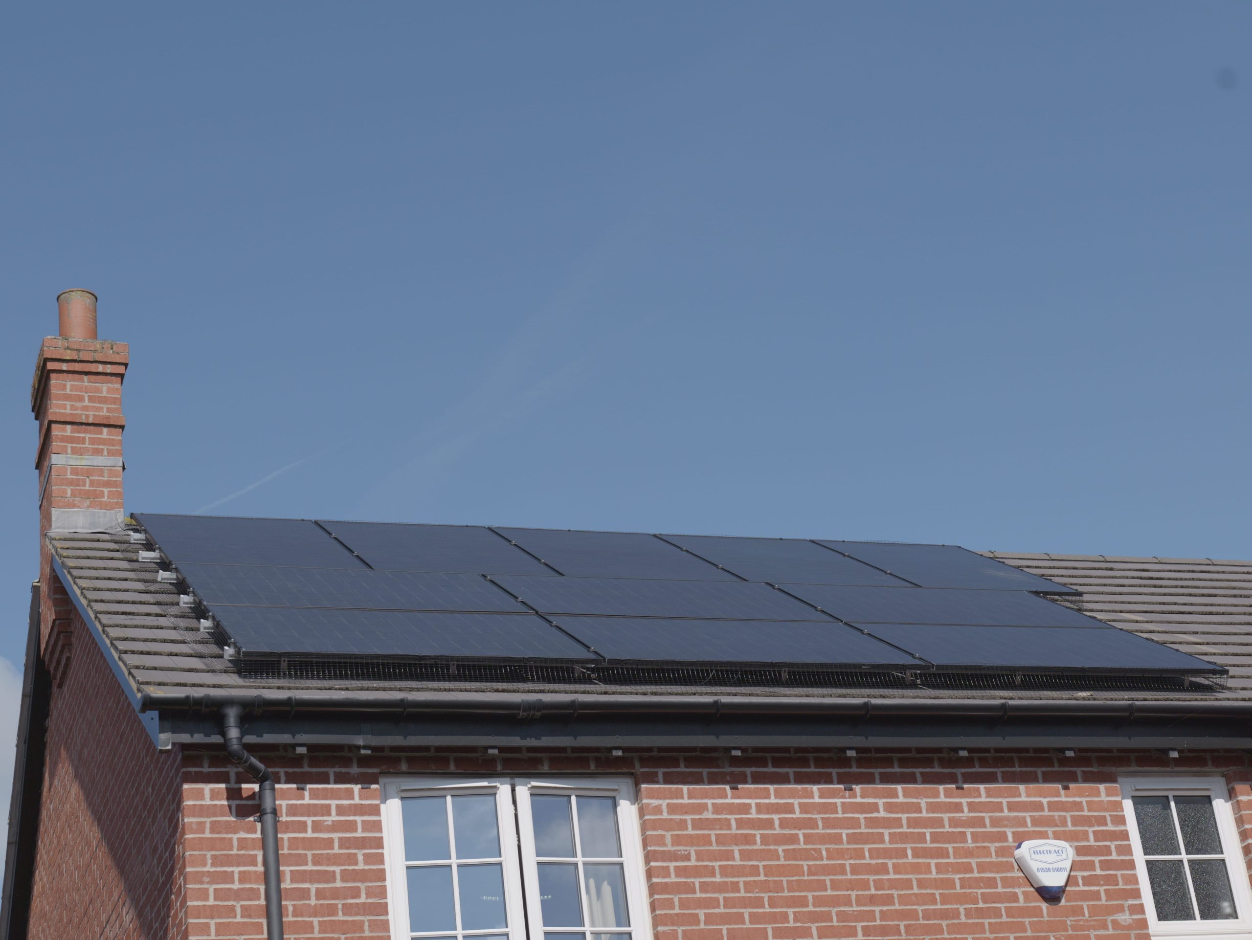 Close up view of solar panels on a roof
